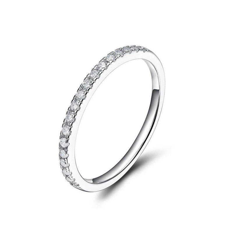 Wedding Band 925 Sterling Half Eternity Stackable Ring