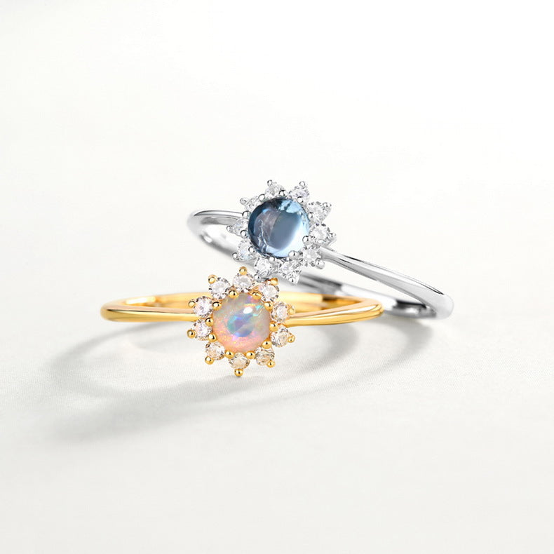 Anello aperto con opale di girasole