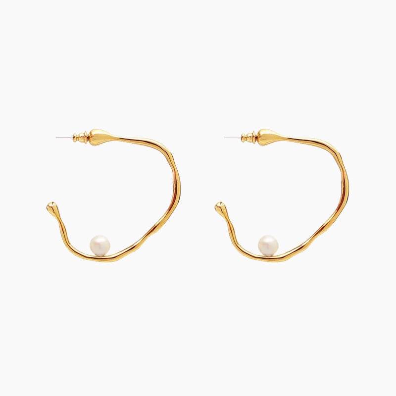Irregular Semi curved Pearl Earrings