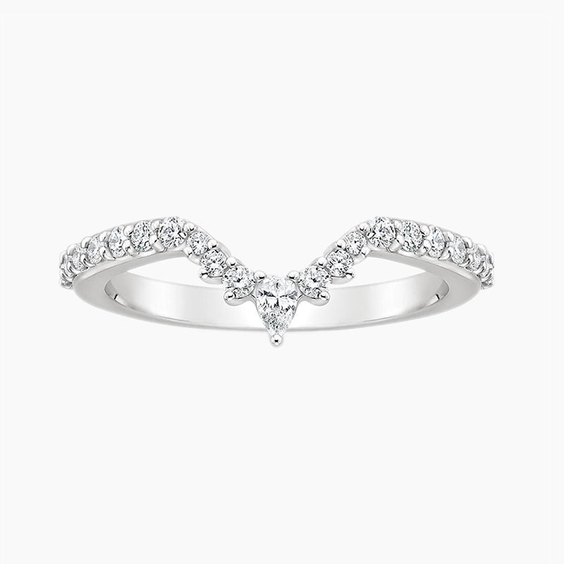 Pear Crown Stackable Curved Engagement Rings