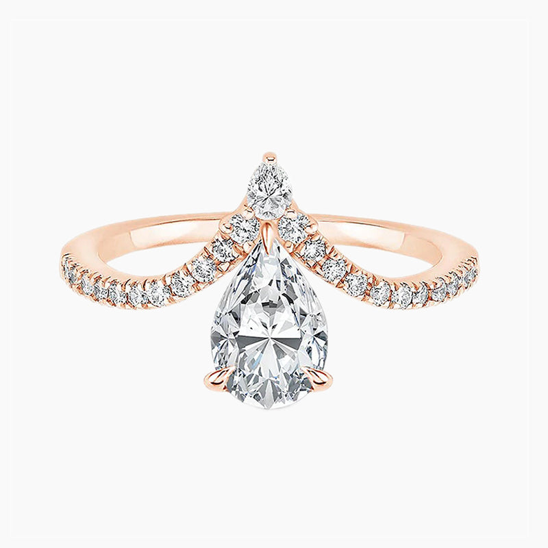 Rose Gold Droplet Engagement Ring Sterling Silver