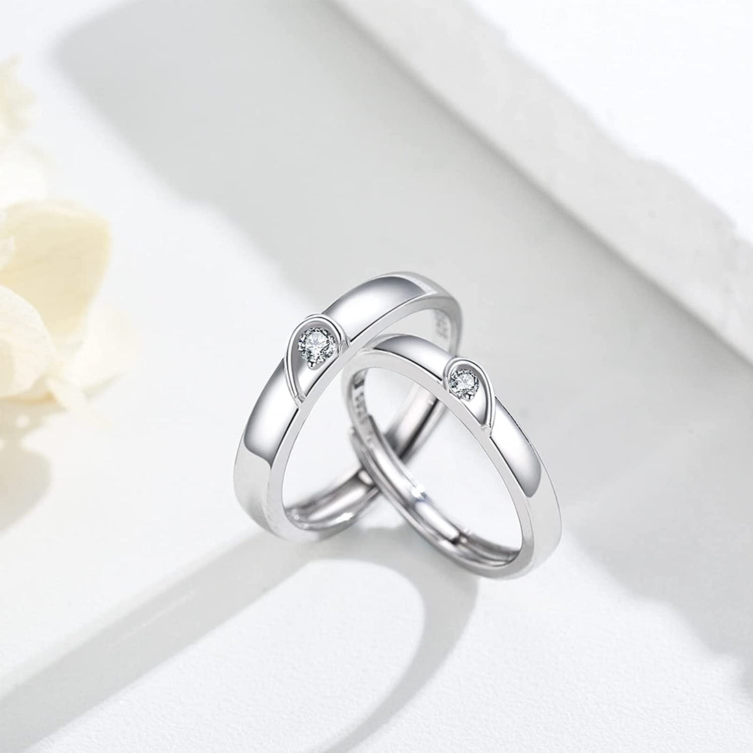 Anello per coppia regolabile con puzzle a forma di cuore per lui e per lei