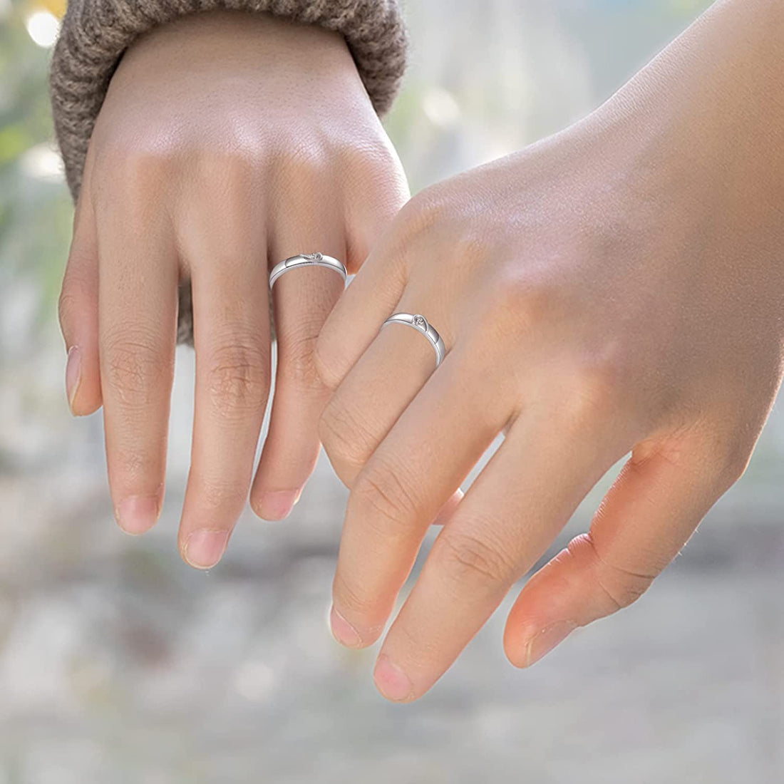 Anello per coppia regolabile con puzzle a forma di cuore per lui e per lei