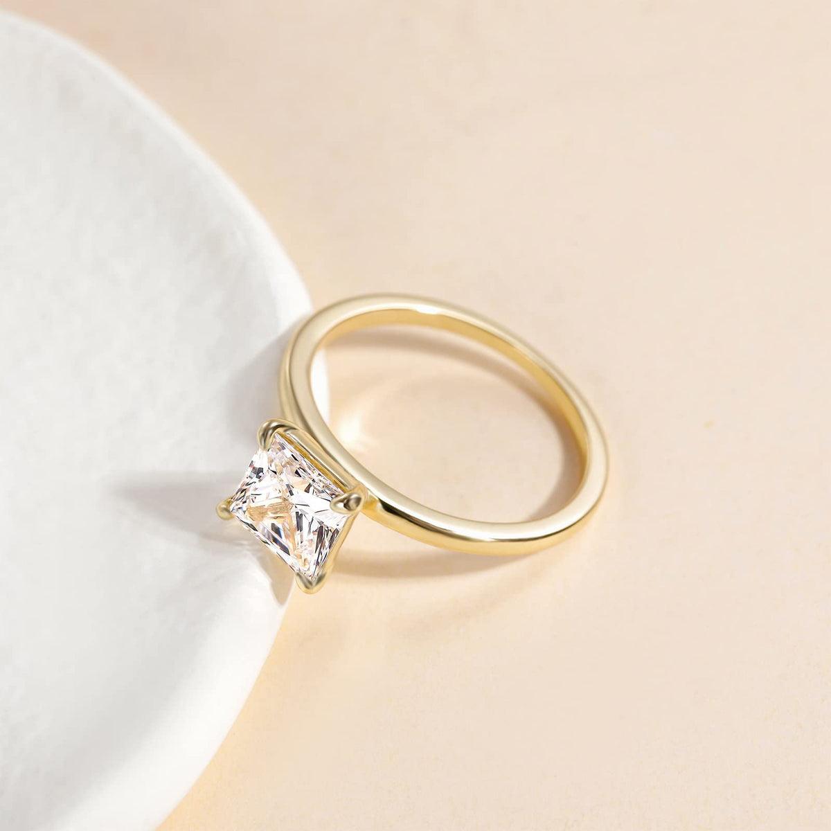 Synergy Trading 925 Sterling Silver Princess Cut CZ Promise Ring – Sizes 5-10 – Stackable