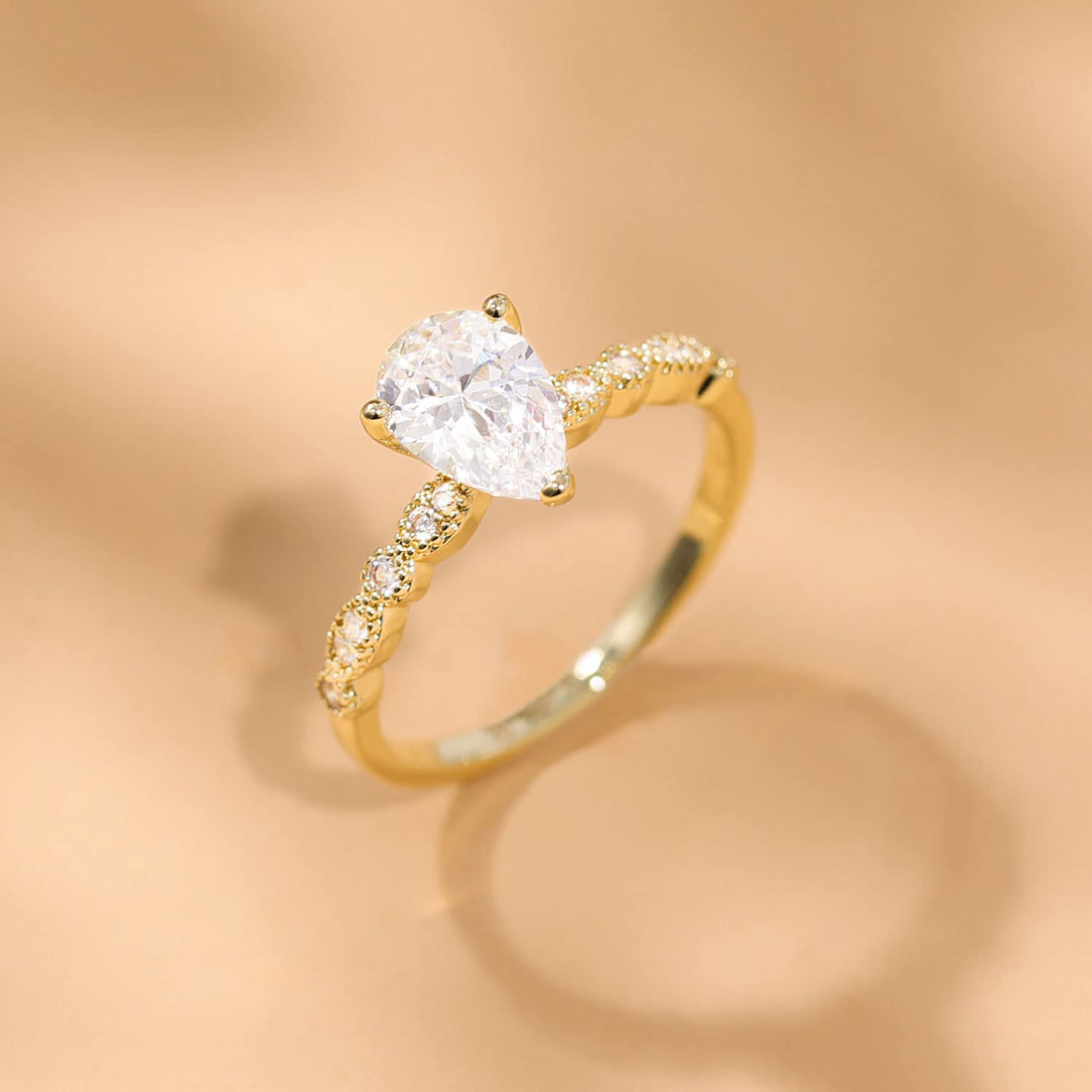 925 Sterling Silver Teardrop Engagement Ring - Main Image