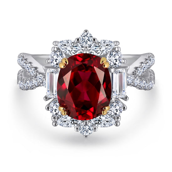 Vintage Oval Ruby Sterling Silver Ring