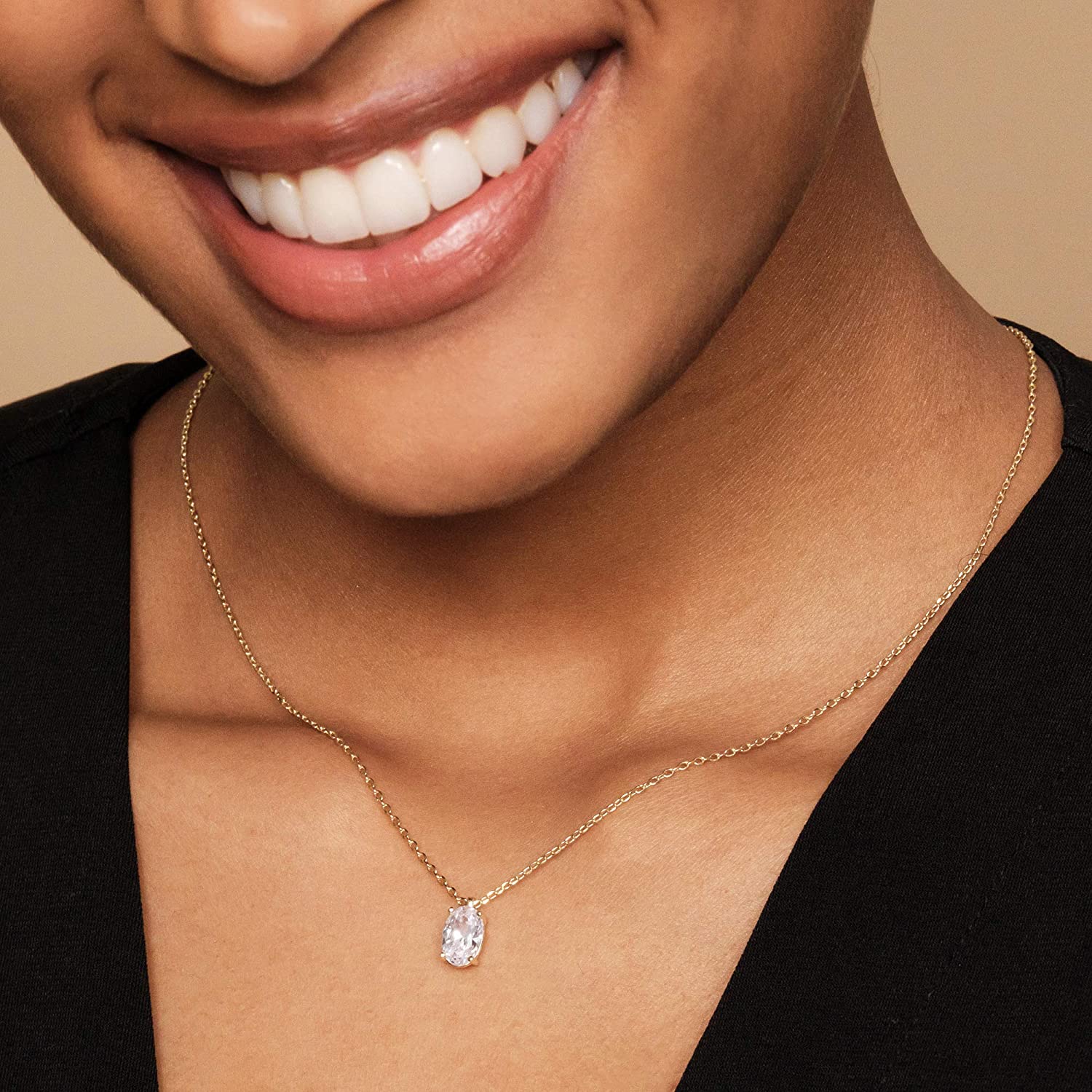 Collana con pendente CZ placcato oro 14K