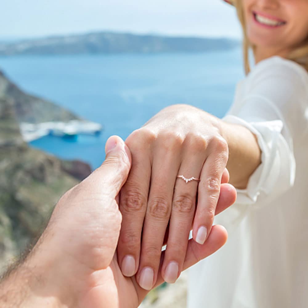 v shape ring, stacking rings, stackable rings for women, minimalist rings, cubic zirconia rings for women, S925 V shape ring