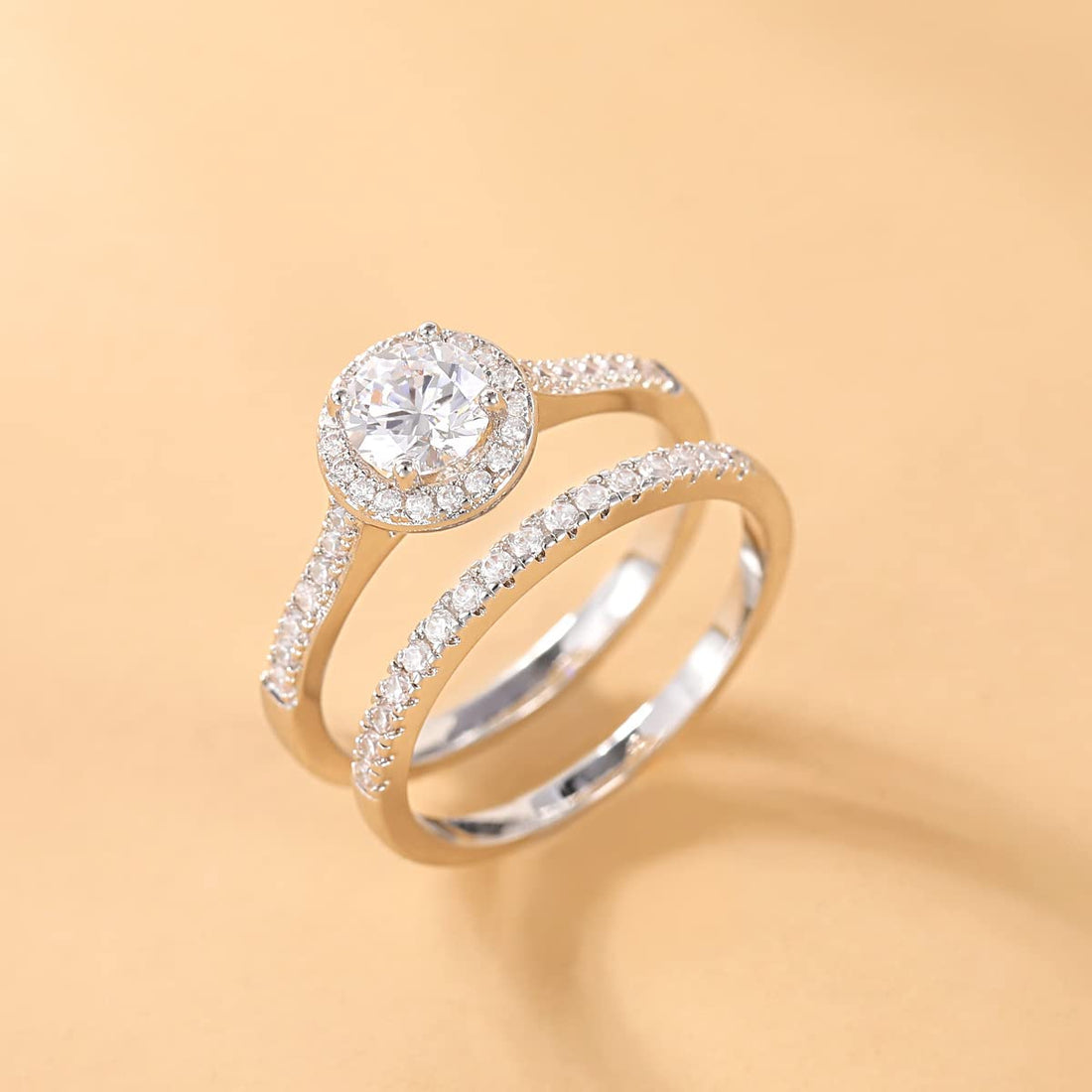 cheap wedding ring sets, unique wedding ring sets, fake bridal set rings, rings set, round engagement rings