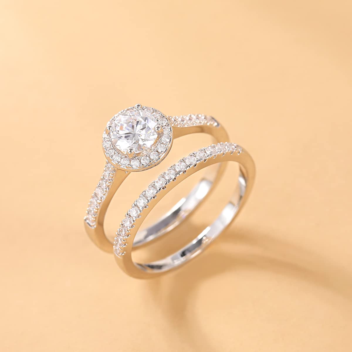 cheap wedding ring sets, unique wedding ring sets, fake bridal set rings, rings set, round engagement rings