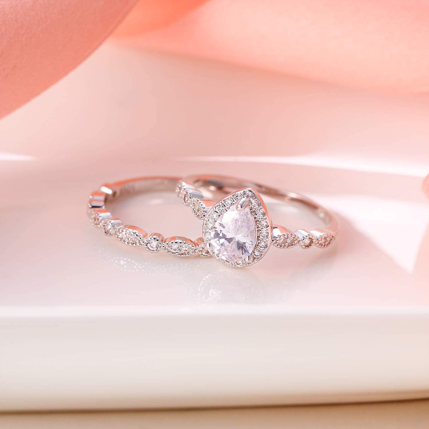 fake bridal set rings, gold wedding band sets, couples wedding ring sets, wedding ring set his and hers, sterling silver bridal ring sets, cz engagement ring set
