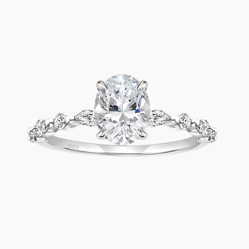 3CT Oval Cut Cubic Zirconia Promise Ring Sterling