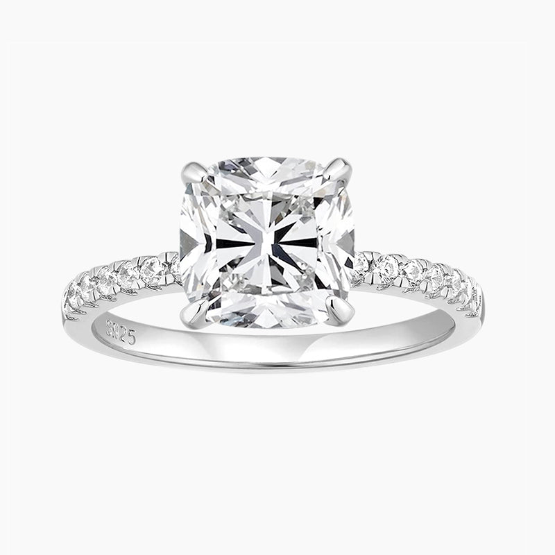 3.5CT Cushion Cut Cubic Zironia Wedding Ring Sterling