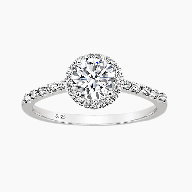 1.2CT Round Halo Gemstone Ring Sterling