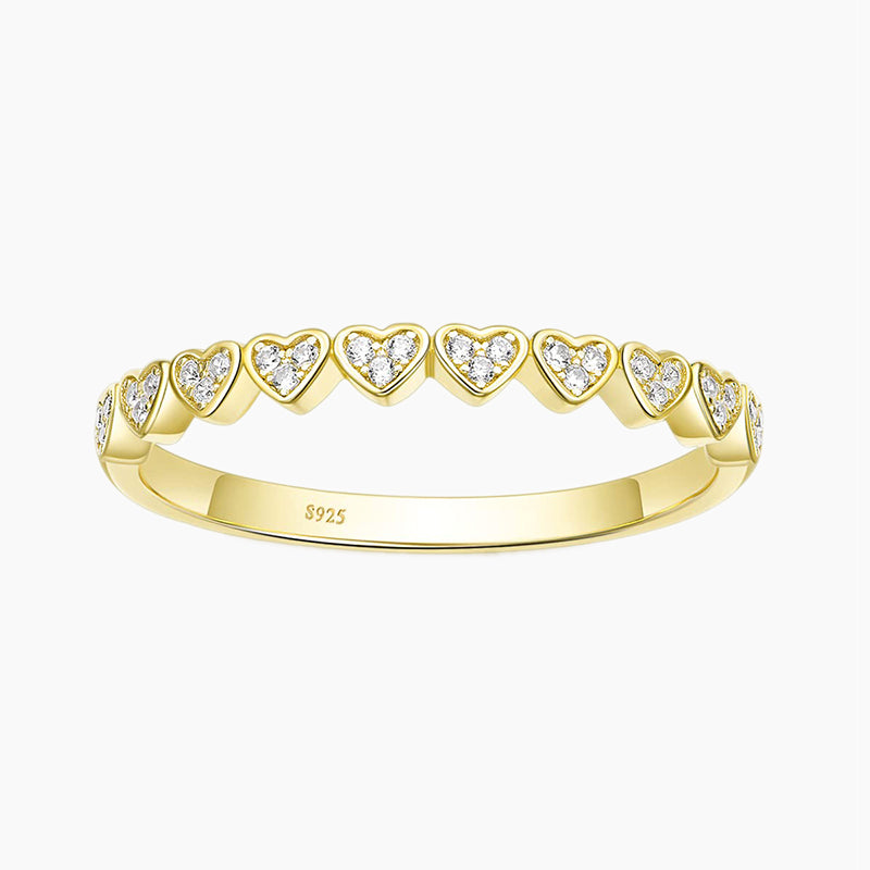 sterling silver rings; gold plated rings; heart engagement rings; Eamti, cubic zirconia ring, stackable ring