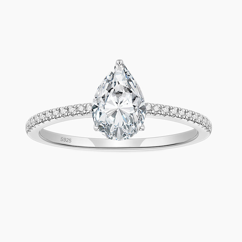 2CT S925 Pear CZ Engagement Ring