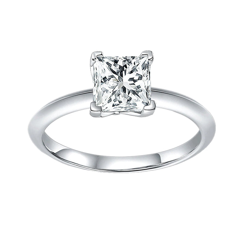 925 Sterling Silver Princess Cut Wedding Ring