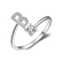 initial ring, initial rings, letter ring, silver letter rings, K ring, adjustable rings