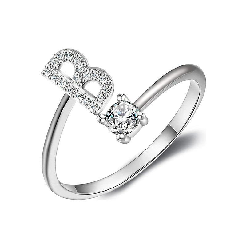 initial ring, initial rings, letter ring, silver letter rings, K ring, adjustable rings