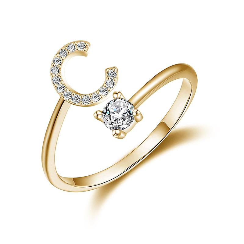 initial ring, initial rings, letter ring, silver letter rings, K ring, adjustable rings