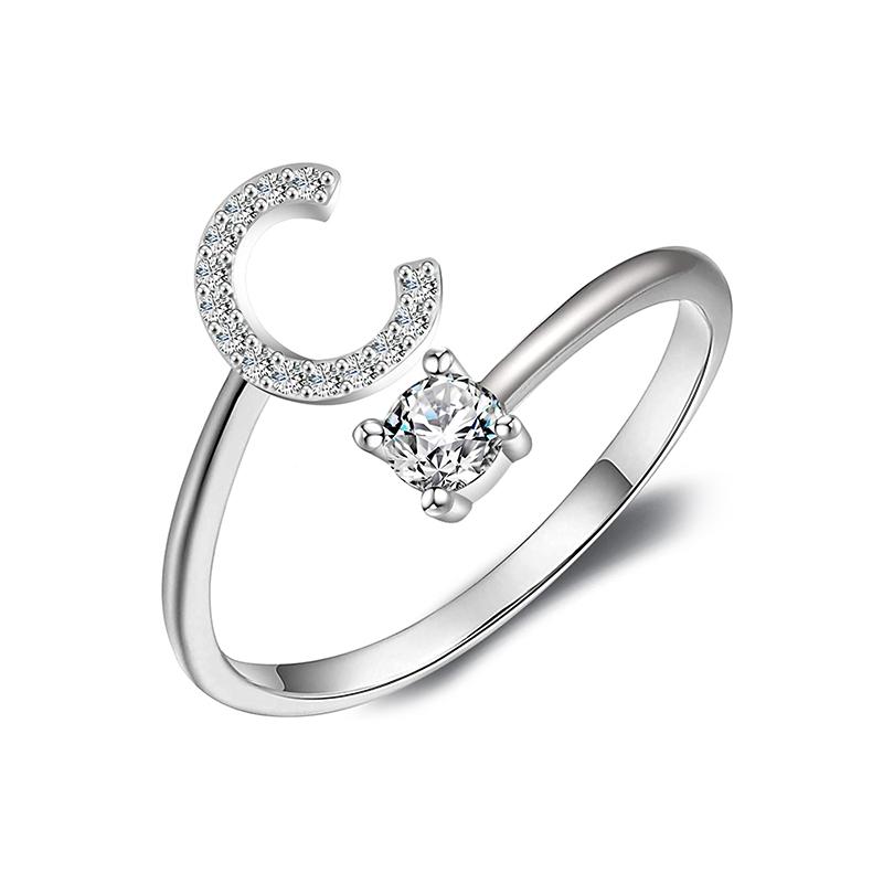 initial ring, initial rings, letter ring, silver letter rings, K ring, adjustable rings, C ring