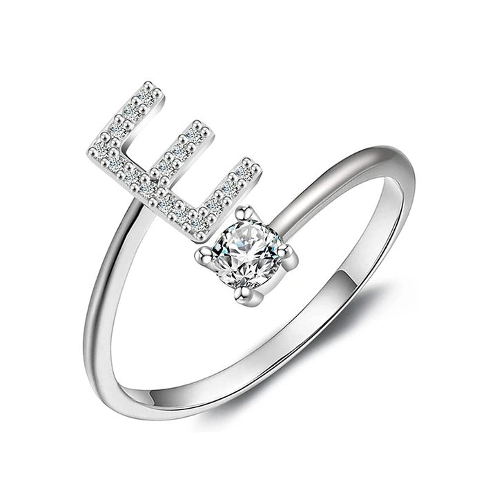 initial ring, initial rings, letter ring, silver letter rings, K ring, adjustable rings