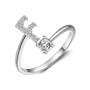initial ring, initial rings, letter ring, silver letter rings, K ring, adjustable rings