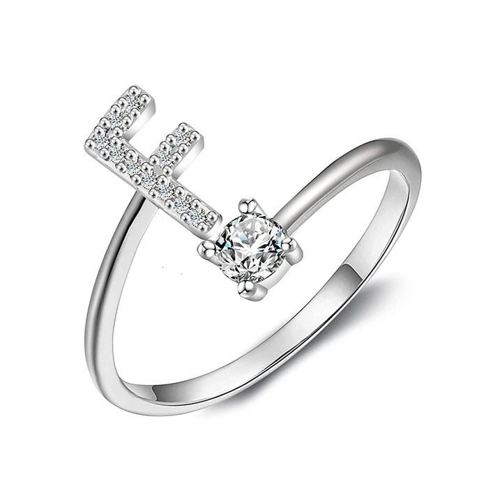 initial ring, initial rings, letter ring, silver letter rings, K ring, adjustable rings