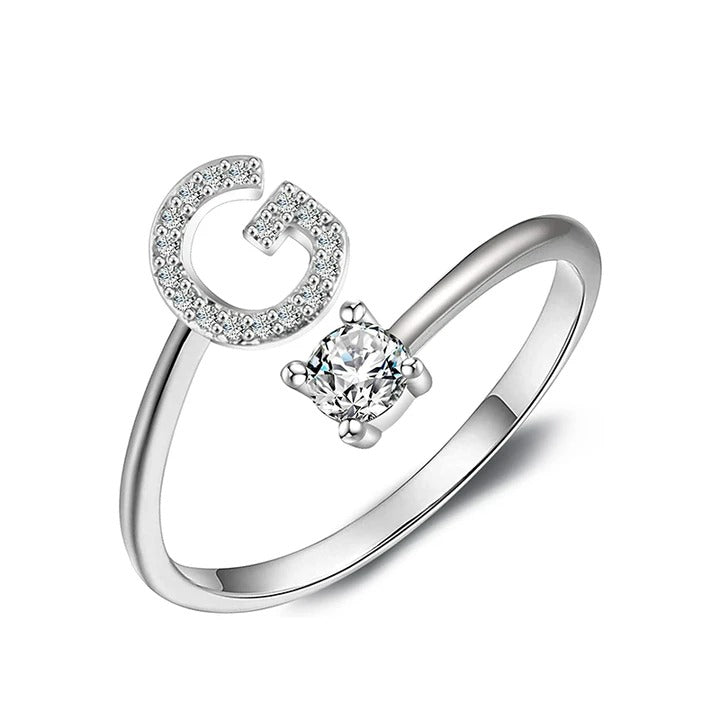 initial ring, initial rings, letter ring, silver letter rings, K ring, adjustable rings