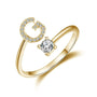 initial ring, initial rings, letter ring, silver letter rings, K ring, adjustable rings