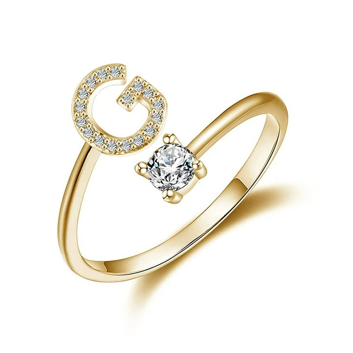 initial ring, initial rings, letter ring, silver letter rings, K ring, adjustable rings