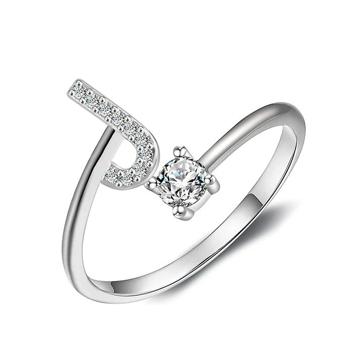 initial ring, initial rings, letter ring, silver letter rings, K ring, adjustable rings
