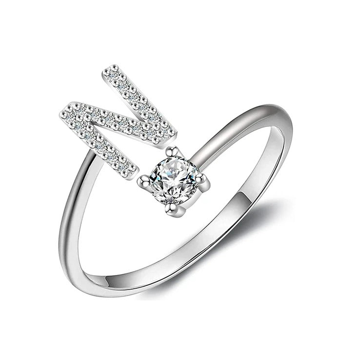 initial ring, initial rings, letter ring, silver letter rings, K ring, adjustable rings