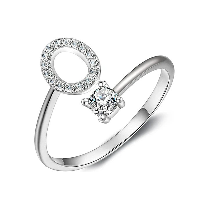 initial ring, initial rings, letter ring, silver letter rings, K ring, adjustable rings, S925 initial ring