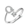 initial ring, initial rings, letter ring, silver letter rings, Q ring, adjustable rings