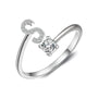 initial ring, initial rings, letter ring, silver letter rings, S ring, adjustable rings