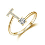 initial ring, initial rings, letter ring, silver letter rings, T ring, adjustable rings