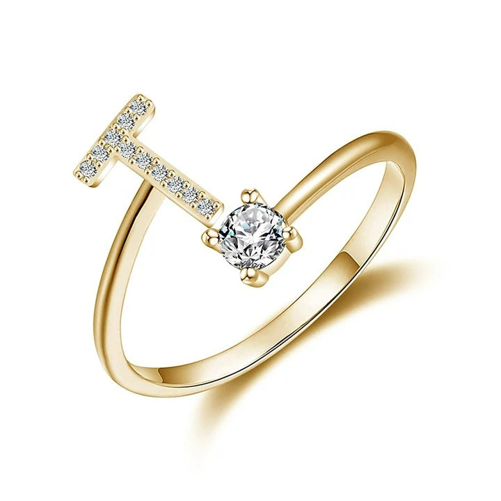 initial ring, initial rings, letter ring, silver letter rings, T ring, adjustable rings