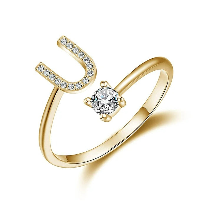 initial ring, initial rings, letter ring, silver letter rings, K ring, adjustable rings