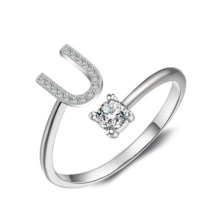 initial ring, initial rings, letter ring, silver letter rings, K ring, adjustable rings